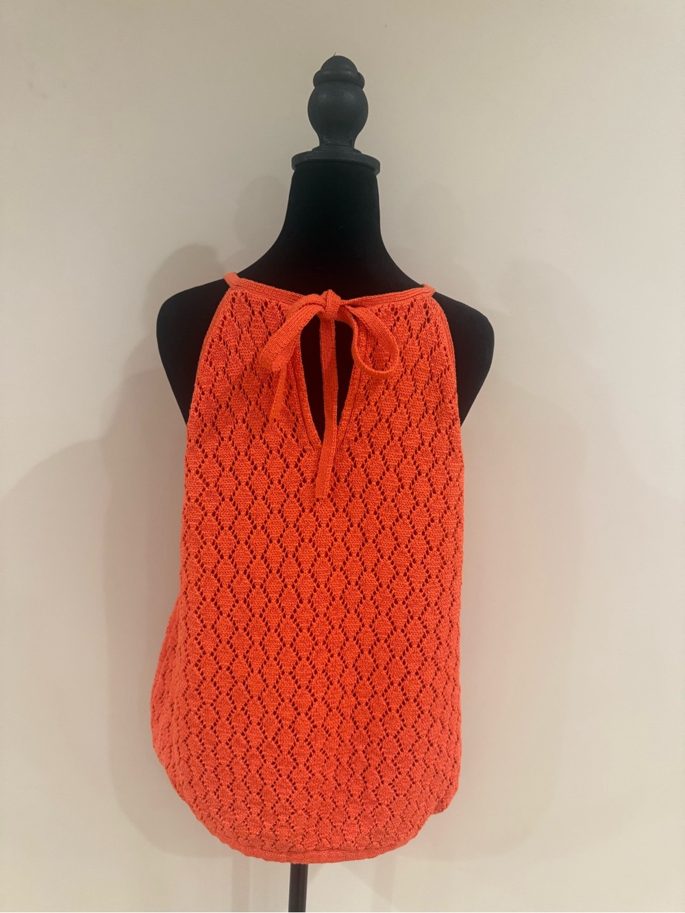 Boston Proper Tangerine Colored Crochet Halter Tank Top - Picture 4 of 8